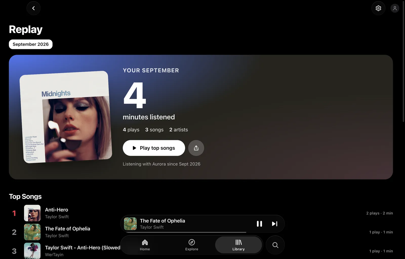 Replay, a summary of the month's listening